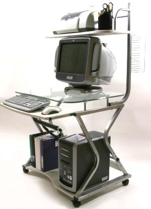 STS 278 Glass Top Computer Desk