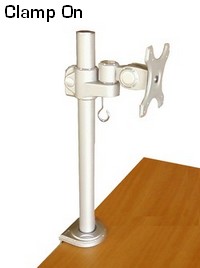 LCD monitor desk stand; Clamp on to desk or table; height adjustable; pole mounted LCD flat panel VESA bracket;Single LCD screen monitor desk stand, mount & bracket.