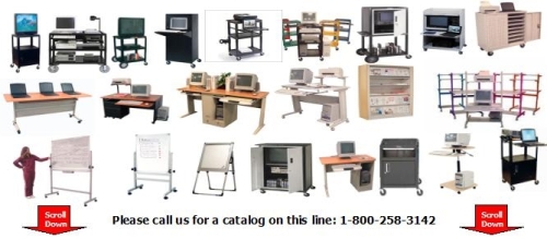Computer desks, corner desks, kid desks, carts, tables, workstations, multimedia audio tv video stations, medical carts, cabinet storage laptop carts, lcd mounts, and all types of compouter desks. Click on this image for a catalog download.