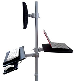 DVC03-SH Pole Clamp Shelf shown on CUZZI DVC03 Pole Computer cart