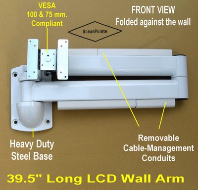 articulating hospital bed lcd monitor wall arm white