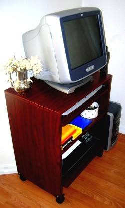 compact computer desk with keyboard tray
